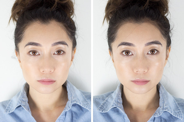 Mari Santos shows the before & after look when Korean hairline contour is applied