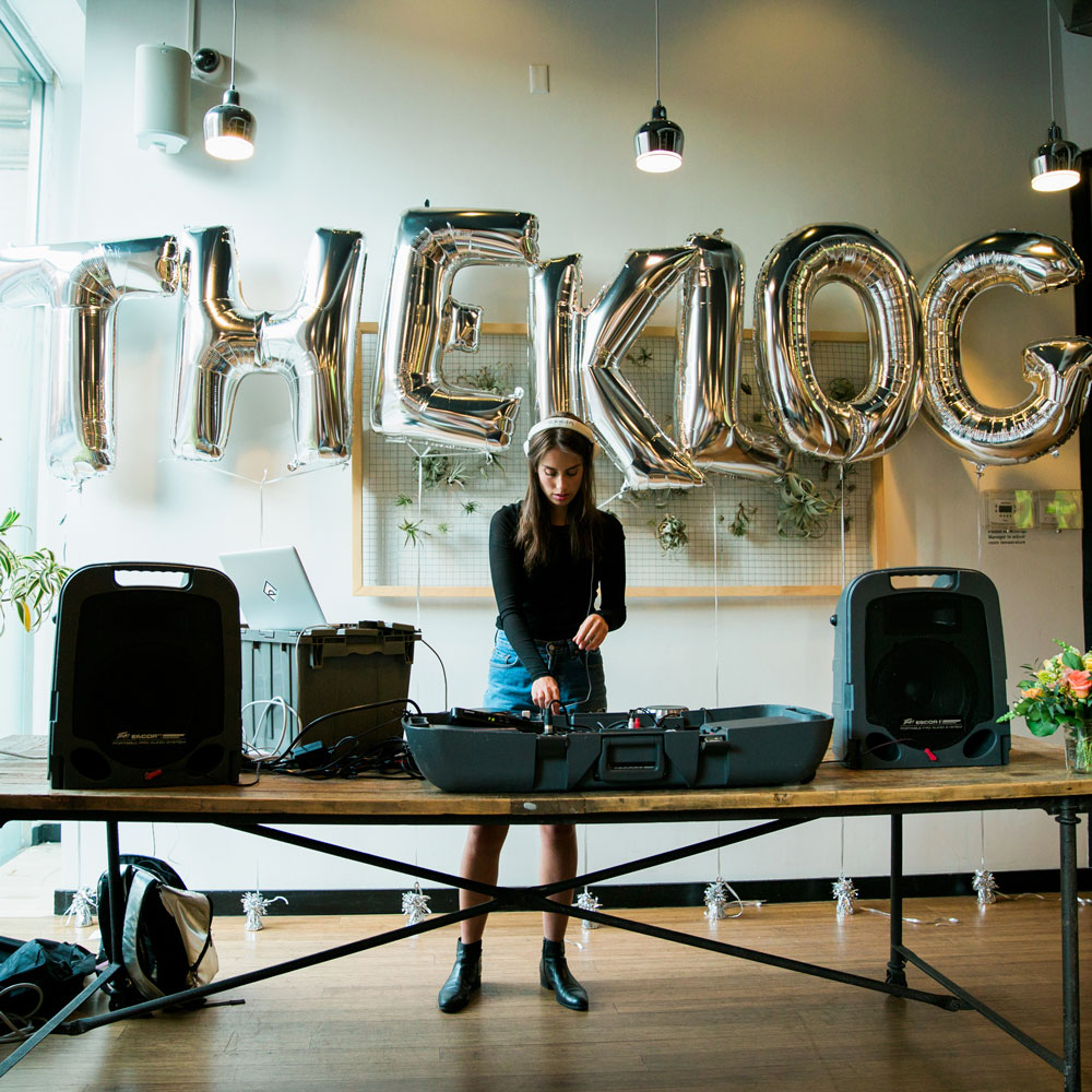 DJ Claire Schlissel playing some some K-pop at The Klog new site launch party