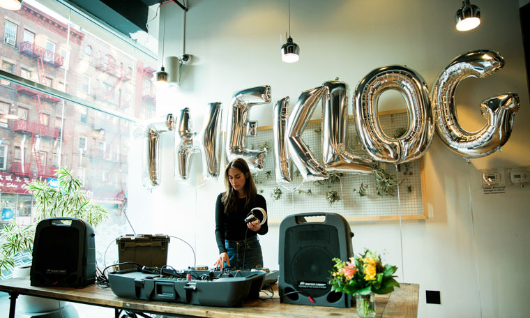 DJ Claire Schlissel playing some some K-pop at The Klog new site launch party